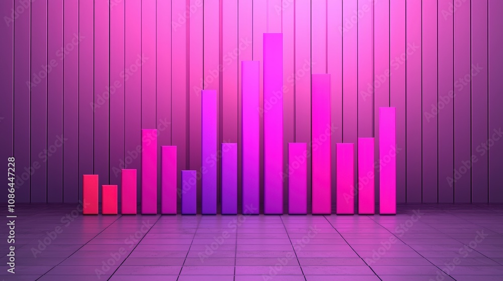 Futuristic Neon Pink Bar Chart Data Visualization 3D Render Futuristic Neon Pink Bar Chart Data Visualization 3D Render