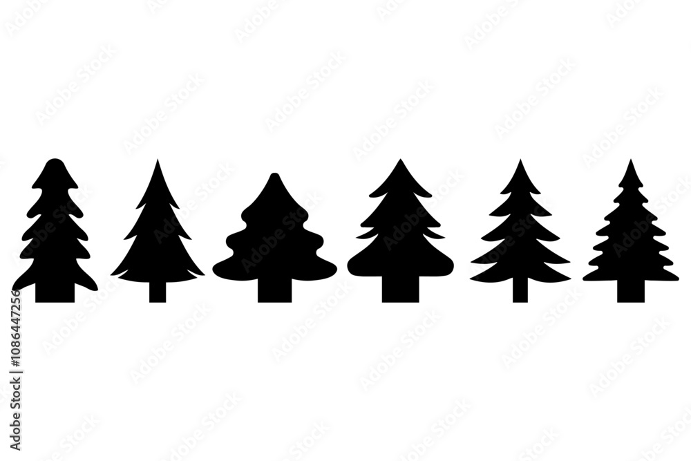 Obraz premium Simple Christmas Tree Illustration Design Set