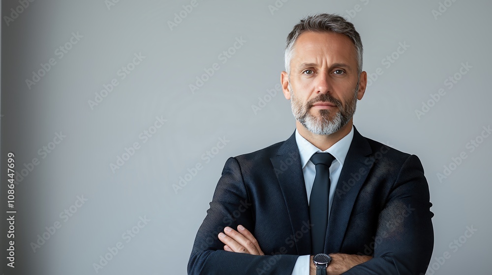 Professional portrait of a confident businessperson in formal attire, clear focus, with copy space for text on a clean background, high-end business photography, deep depth of field Professional portrait of a confident businessperson in formal attire, clear focus, with copy space for text on a clean background, high-end business photography, deep depth of field