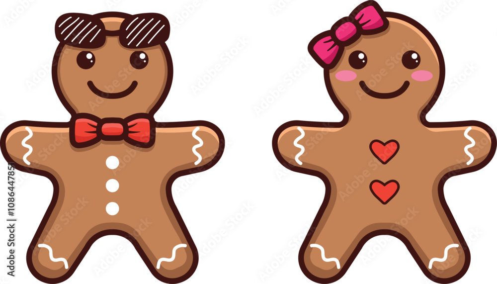 Fototapeta premium Cute two gingerbread man design