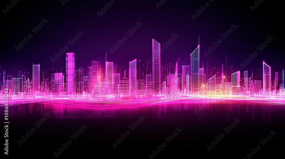Futuristic Cityscape Neon Skyline Data Visualization Digital City Futuristic Cityscape Neon Skyline Data Visualization Digital City