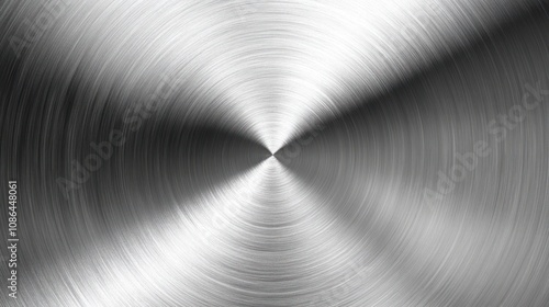 Abstract circular brushed metal texture background with radial lines.