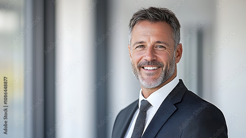 Professional headshot of a smiling man in business attire, clear focus with a blurred background, space for advertising content, deep depth of field Professional headshot of a smiling man in business attire, clear focus with a blurred background, space for advertising content, deep depth of field