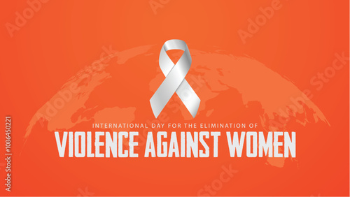 International day for the elimination of violence against women. Vector illustration of white awareness ribbon. Suitable for banners, web, social media, greeting cards etc