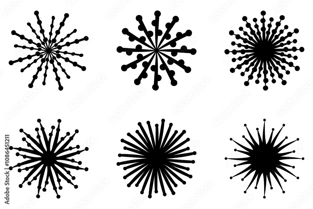 Simple Fireworks Illustration Design Set Simple Fireworks Illustration Design Set