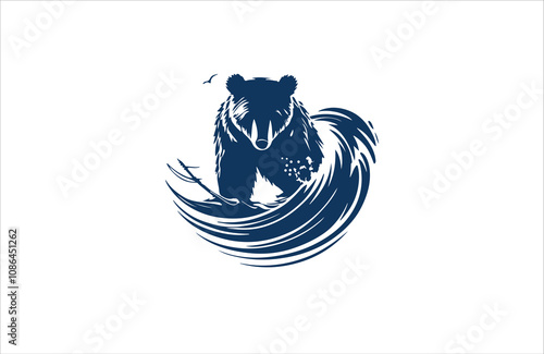  bear silhouette vector outline illustration logo