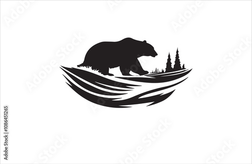  bear silhouette vector outline illustration logo