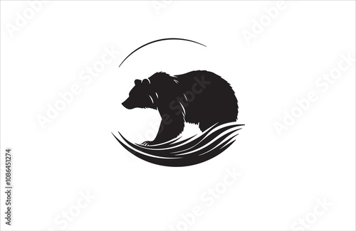  bear silhouette vector outline illustration logo