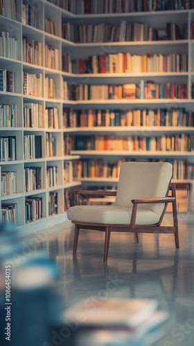 Elegant library room interior with a blurred background