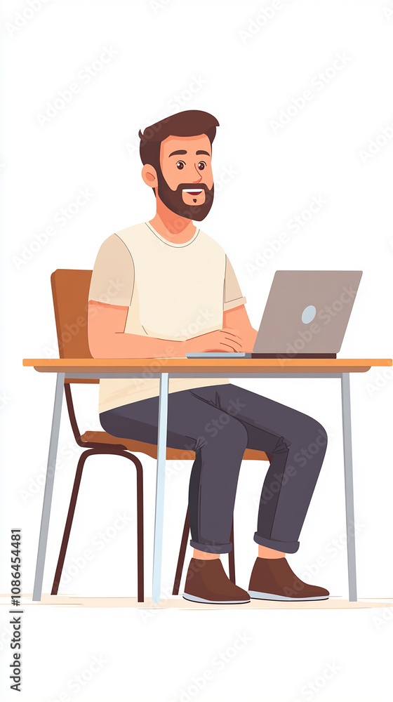 Male teacher leading online video lessons for students Male teacher leading online video lessons for students