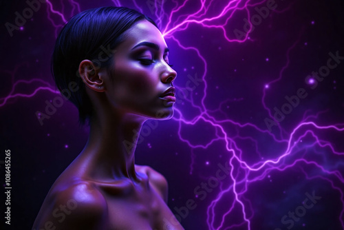 Digital artwork of person's profile with cosmic background