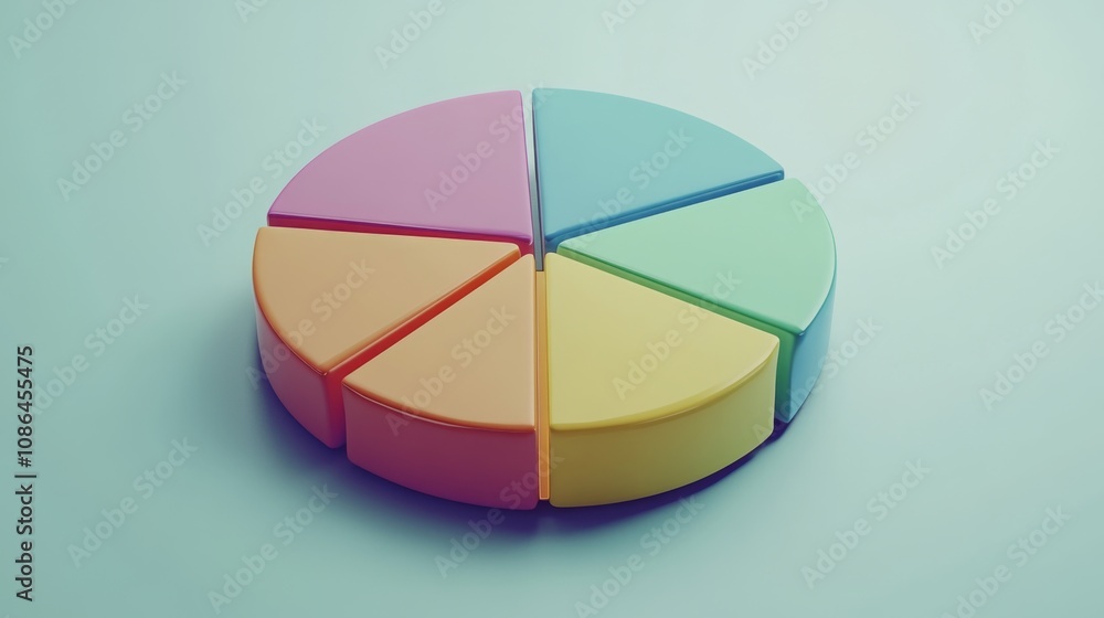 Obraz premium Colorful Pie Chart Representation on Light Background for Business, Finance, or Educational Presentations Highlighting Data Visualization and Analysis Concepts