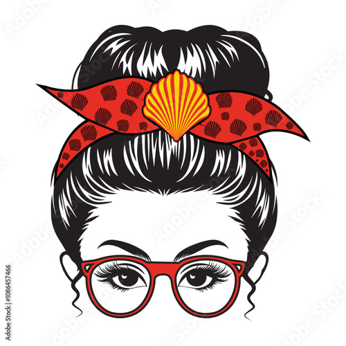 Chic Messy Bun Mom Clipart Design Illustration 