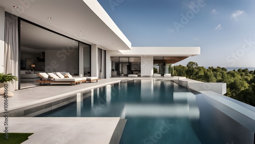 Luxury minimalist villa with a serene pool and high end architectural design  AI Generated