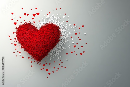 Wallpaper Mural Valentine's Day background with a white heart and red ribbon on a red background with many small hearts. Vector illustration of a love concept for a design element  Torontodigital.ca