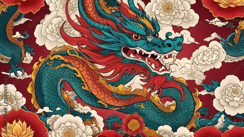 Chinese dragons tattoo illustration.Chinese New Year dragon, Chinese dragons tattoo illustration.Chinese New Year dragon,