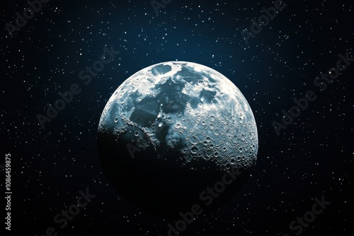 A close-up view of the moon against a starry night sky.