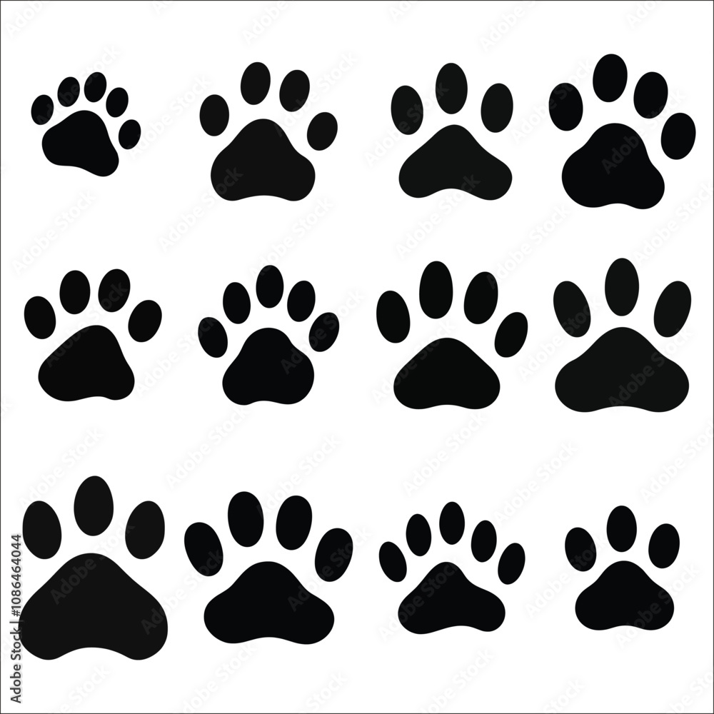 Dog And Cat Paw Print Silhouette Bundle, Animal Paw Prints Silhouette, Animal Foot Print Silhouette Dog And Cat Paw Print Silhouette Bundle, Animal Paw Prints Silhouette, Animal Foot Print Silhouette
