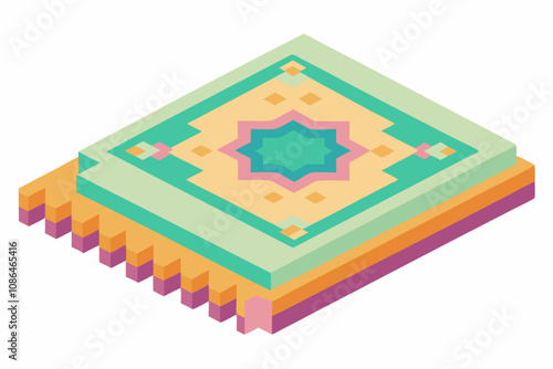 Prayer mat or rug icon flat design