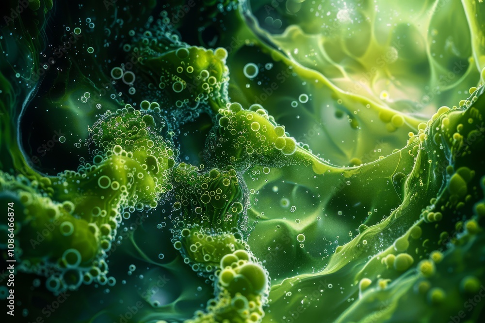 Soil Algae: A high-resolution shot of soil algae, illustrating their contribution to soil fertility and organic matter production. Soil Algae: A high-resolution shot of soil algae, illustrating their contribution to soil fertility and organic matter production.