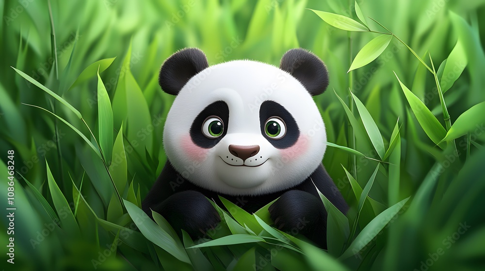 Adorable Panda Cub in Bamboo Forest Adorable Panda Cub in Bamboo Forest