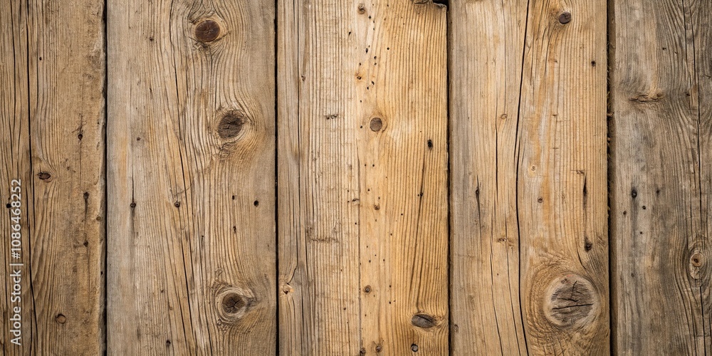 Fototapeta premium Rough-hewn wooden texture with visible grain and knots, wood accent, wooden finish, natural materials