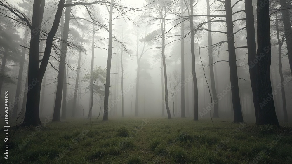 A quiet clearing in the heart of the forest with a carpet of soft grass beneath towering trees and an otherworldly fog shrouding the surroundings, anomalous clouds, dawn, clearing A quiet clearing in the heart of the forest with a carpet of soft grass beneath towering trees and an otherworldly fog shrouding the surroundings, anomalous clouds, dawn, clearing