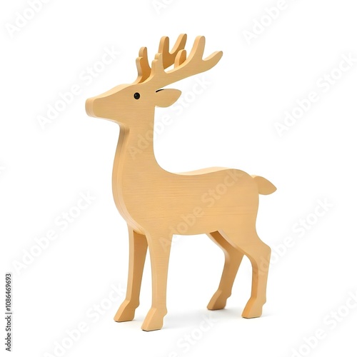 reindeer, figurine, wooden, decoration, Christmas, holiday, festive, isolated, background, white, seasonal, rustic, handcrafted, natural, decor, ornament, minimalist, sculpture, winter, deer photo