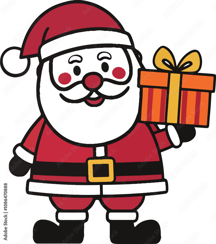 Santa Claus With A Christmas Gift Box In Hand Santa Claus With A Christmas Gift Box In Hand
