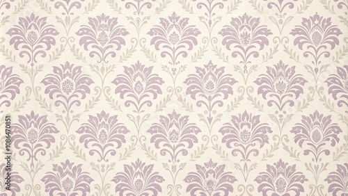Damask seamless wallpaper in soft cream and pale lavender hues, elegant background, seamless design, damask wallpaper, pale lavender