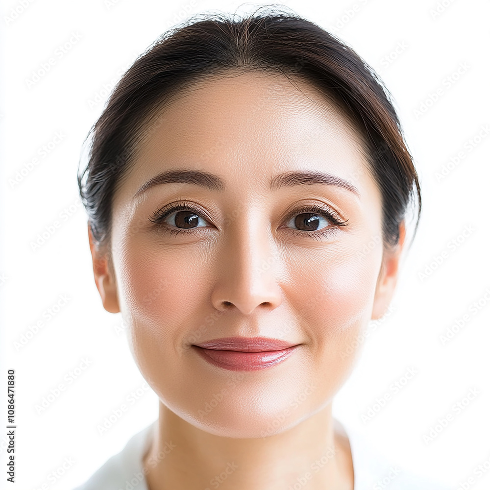 40-45 year old Beauty Japanese Asian women spa skin healthy on 100% isolate white background.
