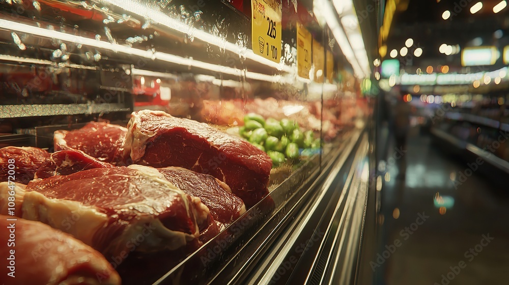 Fresh Raw Red Meat in Supermarket in 16K Resolution Fresh Raw Red Meat in Supermarket in 16K Resolution
