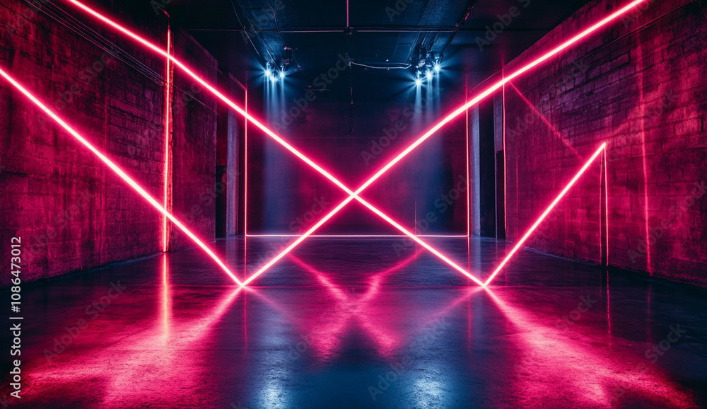 abstract background featuring neon lights in dark room creates striking atmosphere abstract background featuring neon lights in dark room creates striking atmosphere