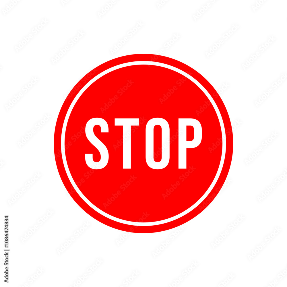 Vector icon of stop, no entry symbol flat design Vector icon of stop, no entry symbol flat design