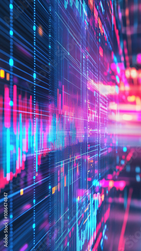 Wallpaper Mural Digital data visualization with vibrant colors and patterns Torontodigital.ca