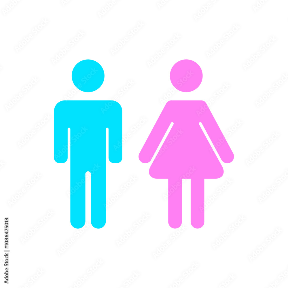 Vector icon of male and female, male and female toilet symbols flat design Vector icon of male and female, male and female toilet symbols flat design