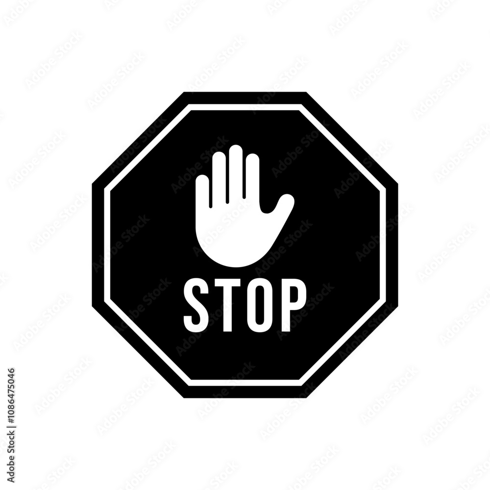 Vector icon of stop, no entry symbol flat design Vector icon of stop, no entry symbol flat design