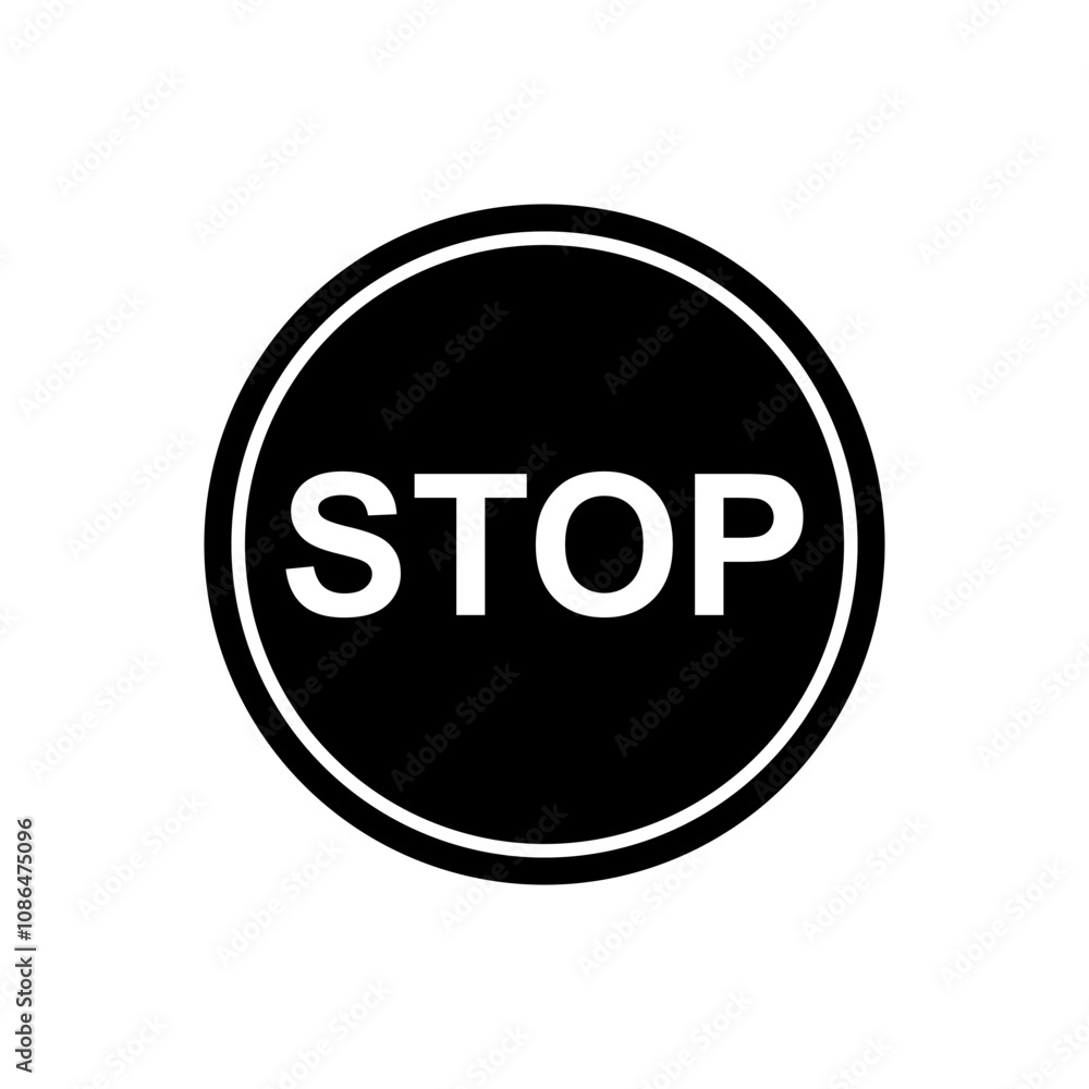 Vector icon of stop, no entry symbol flat design Vector icon of stop, no entry symbol flat design