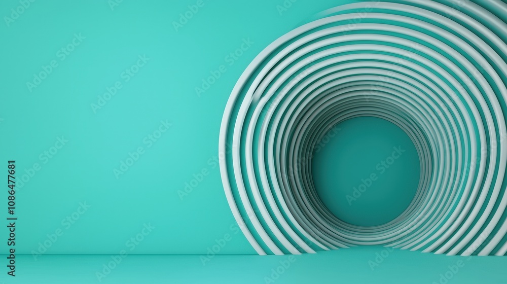 Obraz premium Abstract Turquoise 3D Circular Architecture Background