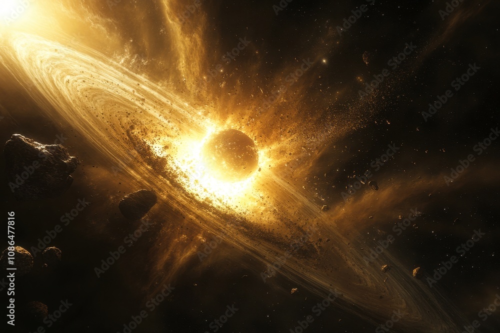 Fototapeta premium A star explodes in a brilliant supernova, sending shockwaves through space.