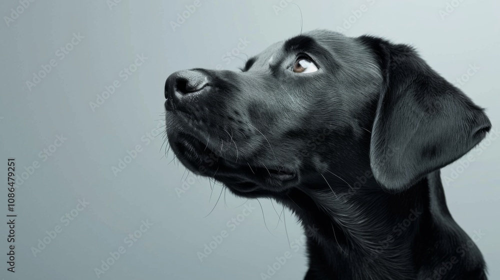 Intense Gaze: A Black Canine's Close-Up Moment Intense Gaze: A Black Canine's Close-Up Moment