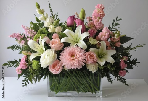 Wallpaper Mural A colorful flower arrangement with various types of flowers and greenery Torontodigital.ca