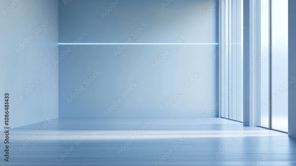 Fototapeta premium Empty room light blue color scheme floor is Universal minimalistic background