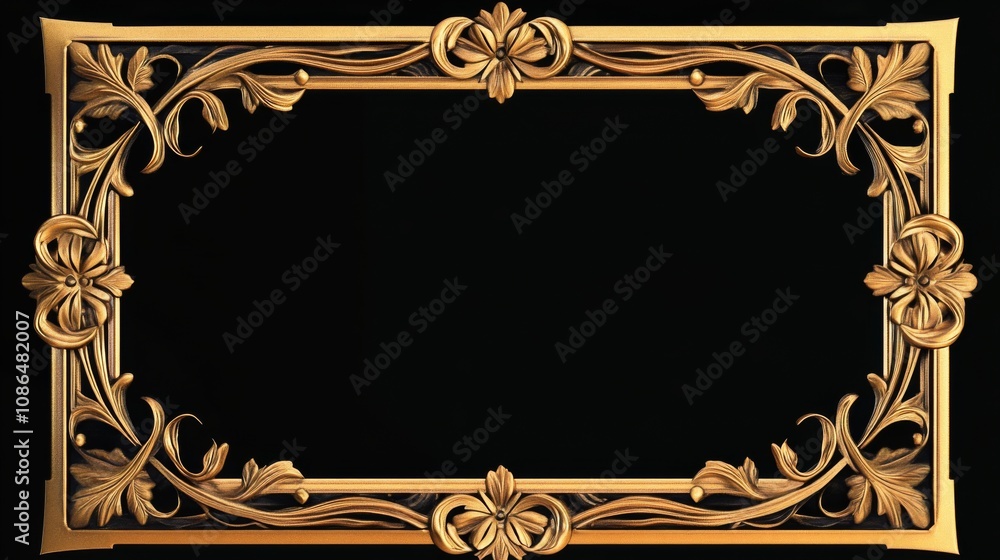 Rectangular frame gold border made up intricate floral Rectangle subtle Rectangular frame gold border made up intricate floral Rectangle subtle