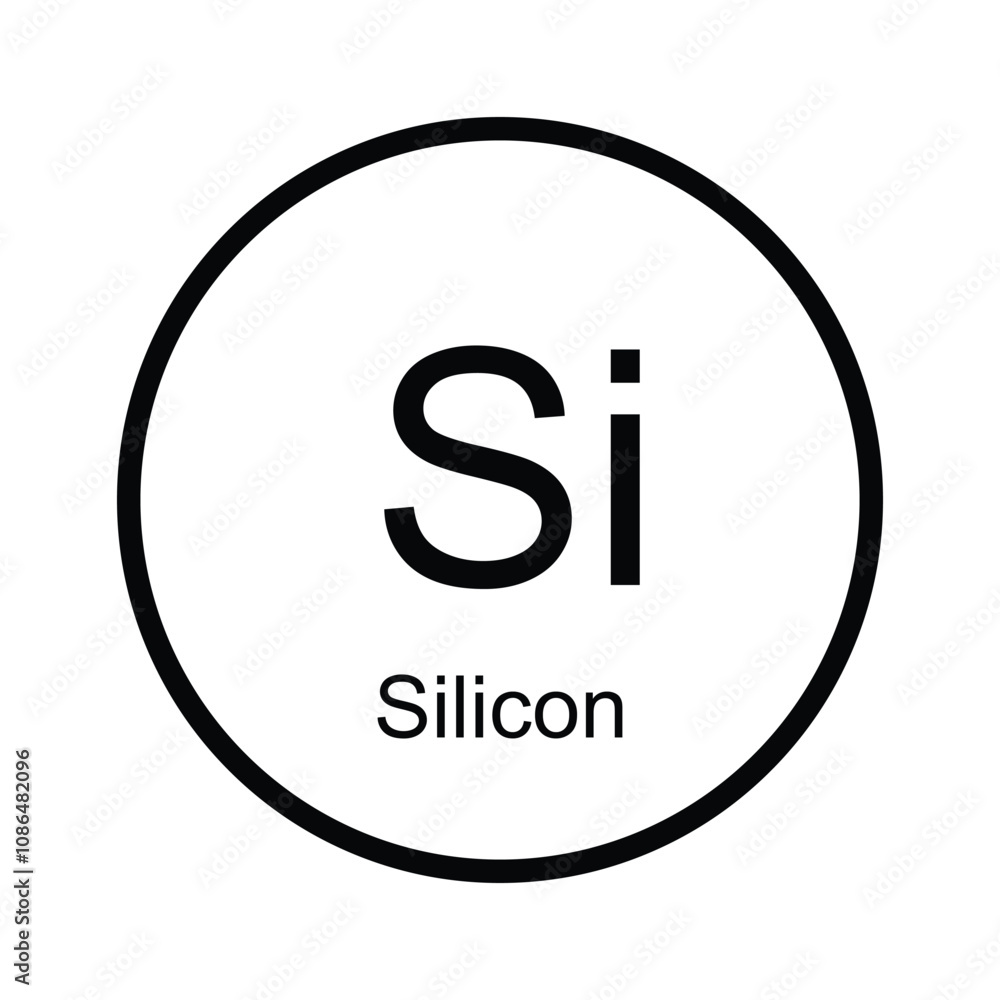 silicon periodic atom chemical symbol icon silicon periodic atom chemical symbol icon