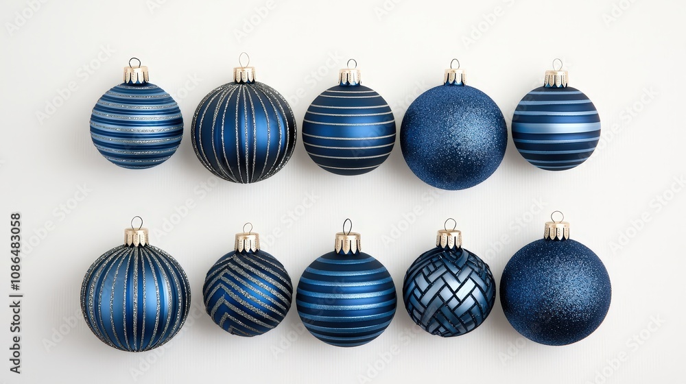 Elegant Blue Christmas Ornaments Festive Holiday Decoration Winter Season Baubles Elegant Blue Christmas Ornaments Festive Holiday Decoration Winter Season Baubles