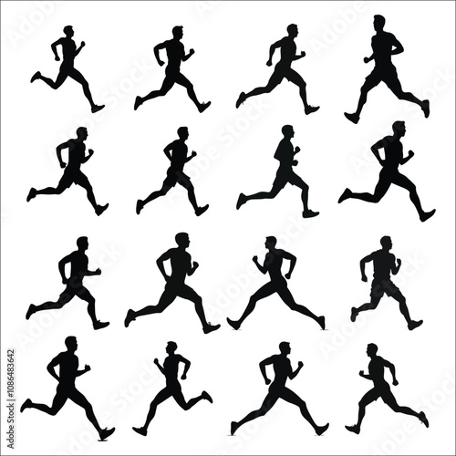 Wallpaper Mural running sprint man black silhouette set, running man silhouette Bundle Torontodigital.ca