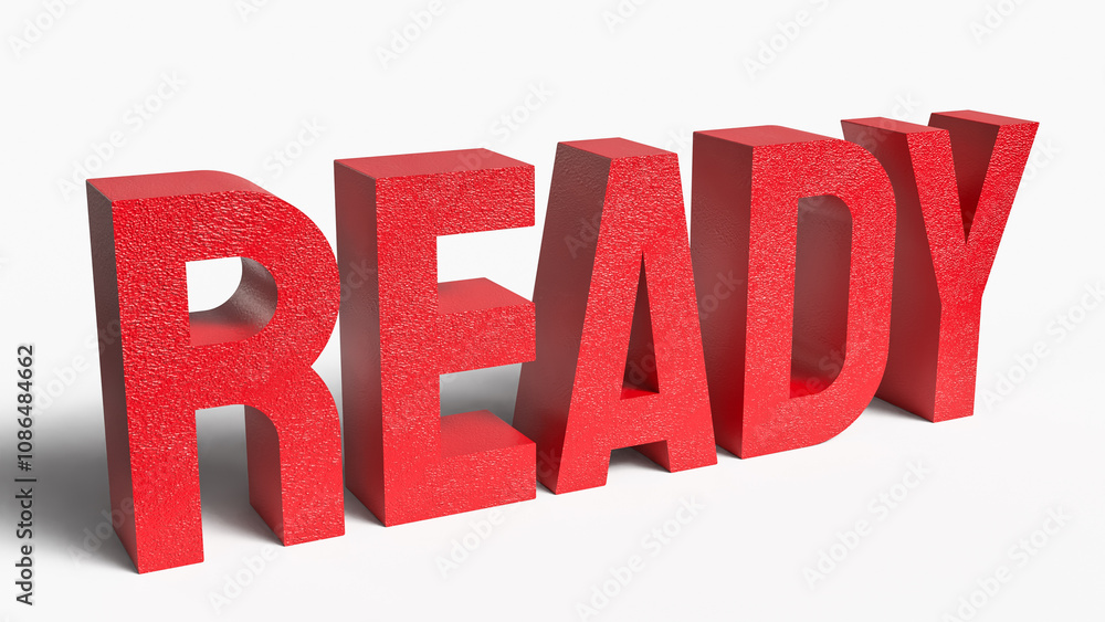 The ready red text on white background 3d rendering. The ready red text on white background 3d rendering.