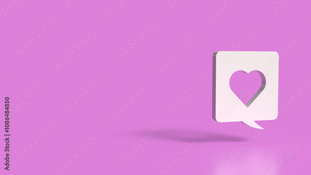 The heart icon in balloon text on pink background for love concept 3d rendering.. The heart icon in balloon text on pink background for love concept 3d rendering..