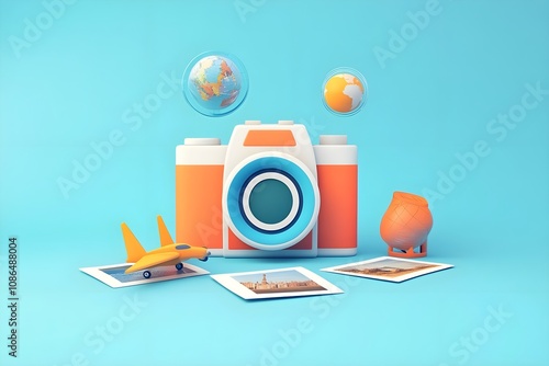 Flat Design World Photography Day Concept Background photo earth camera image poster technology nature day film international lens picture illustration photographer design vector photo